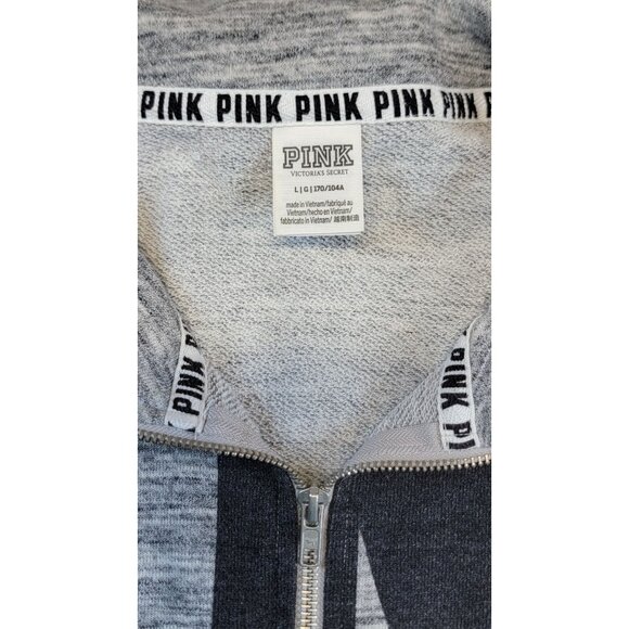 Victorias Secret PINK Womens Half-Zip Pullover Sweatshirt L Gray Heather - Picture 5 of 8